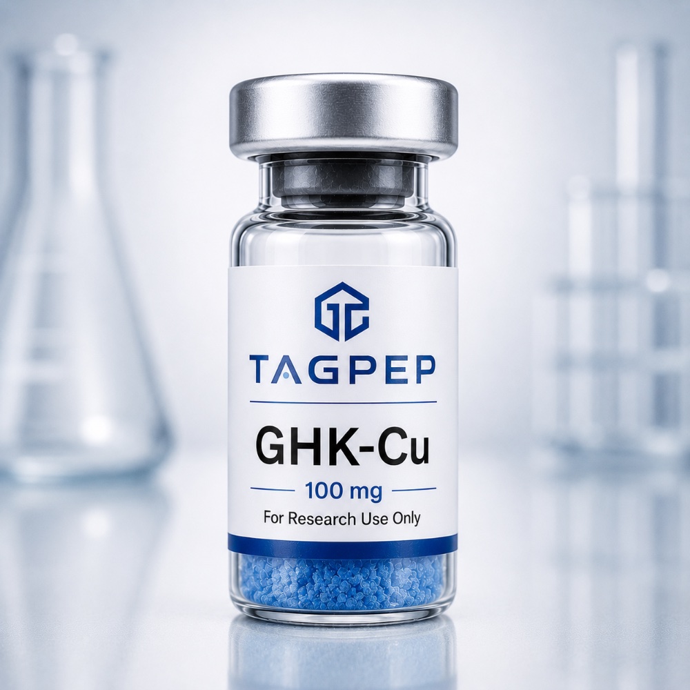 TagPep GHK-Cu 100 mg blue lyophilized copper peptide research vial